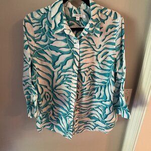 Chico's No Iron (TM) Linen Palms 3/4 Sleeve Shirt